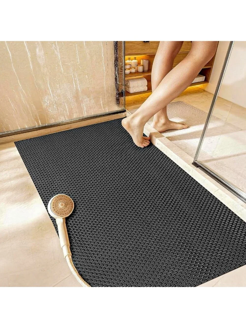 Extra Large Non-Slip Bath Mat, Fast-Dry PVC Shower Mat with Drain Holes, 32